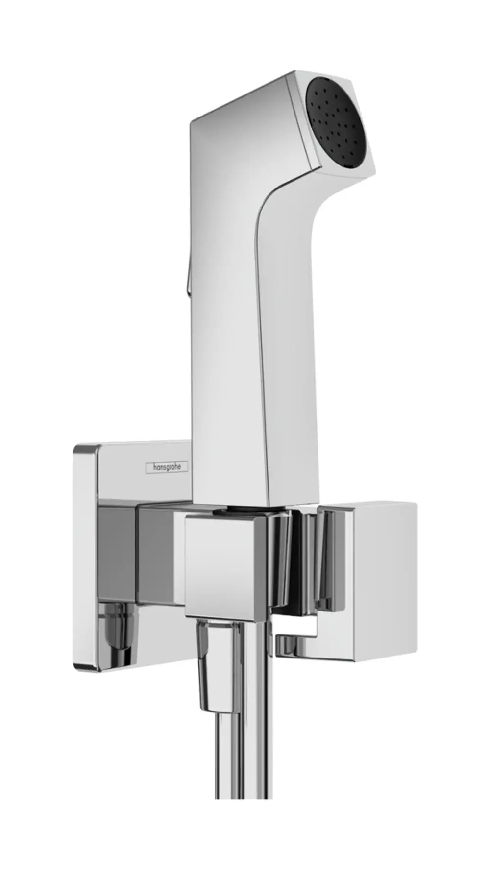 Hansgrohe Bidette Handbrause in Chrom mit einem integrierten Brausehalter und einem 125 cm langen Brauseschlauch, konzipiert für Kaltwasser.